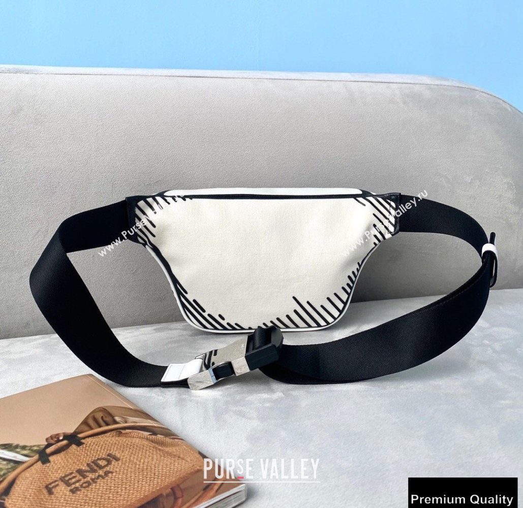 Fendi White Glazed Canvas Belt Bag 2020 (chaoliu-20083125)