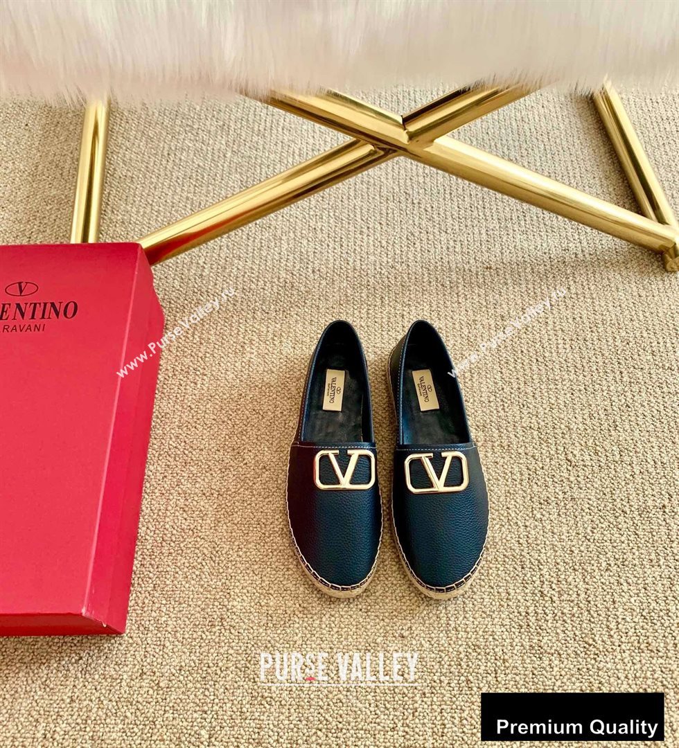 Valentino Leather VLogo Espadrilles Black 2020 (lirenfang-20090208)