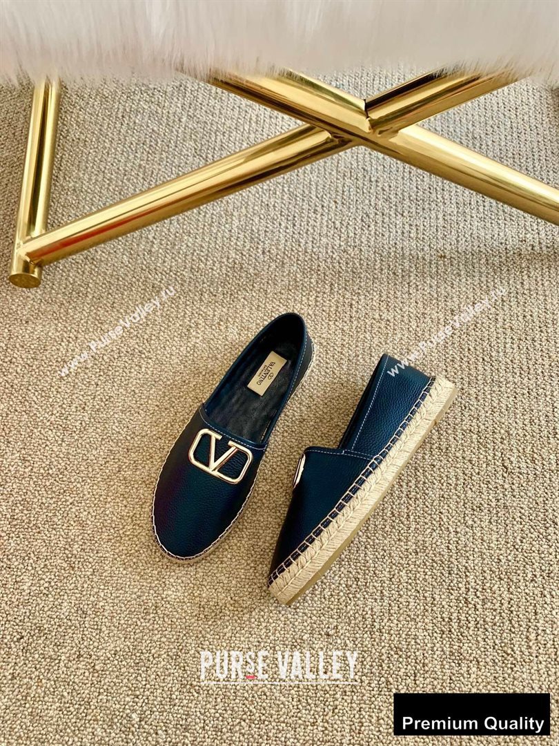 Valentino Leather VLogo Espadrilles Black 2020 (lirenfang-20090208)