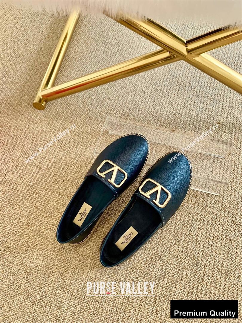 Valentino Leather VLogo Espadrilles Black 2020 (lirenfang-20090208)