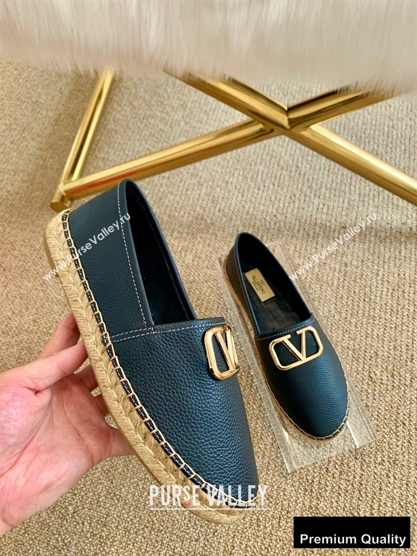 Valentino Leather VLogo Espadrilles Black 2020 (lirenfang-20090208)