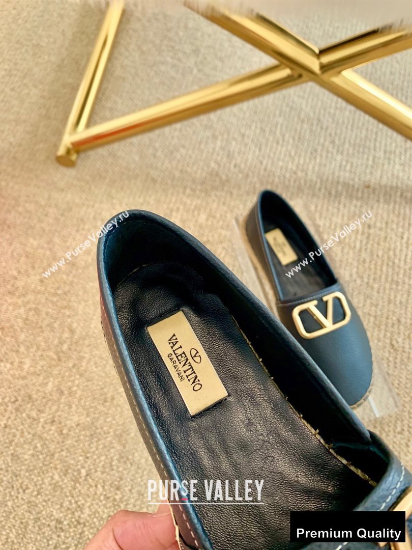 Valentino Leather VLogo Espadrilles Black 2020 (lirenfang-20090208)
