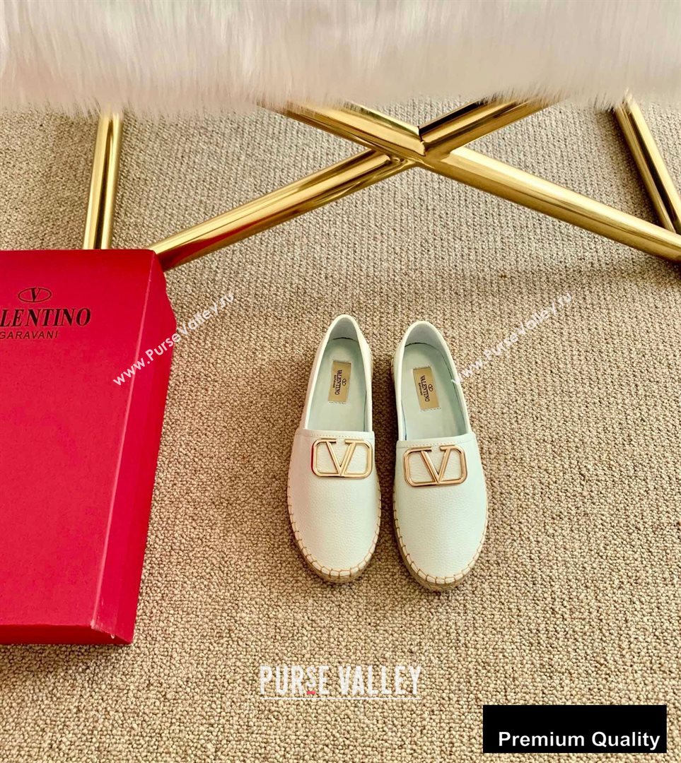 Valentino Leather VLogo Espadrilles White 2020 (lirenfang-20090209)