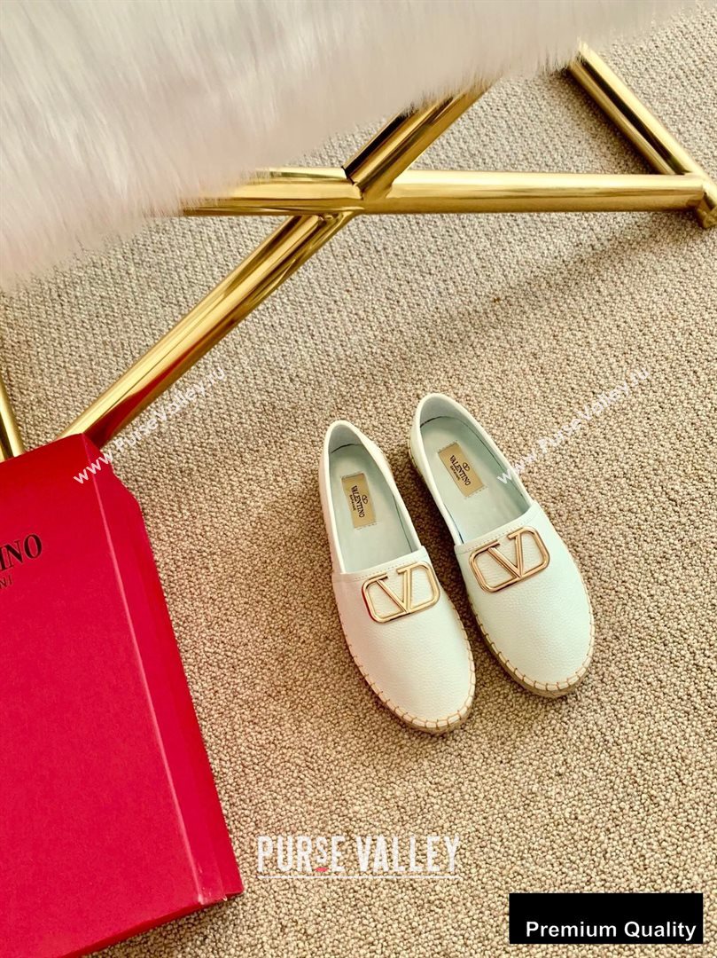 Valentino Leather VLogo Espadrilles White 2020 (lirenfang-20090209)