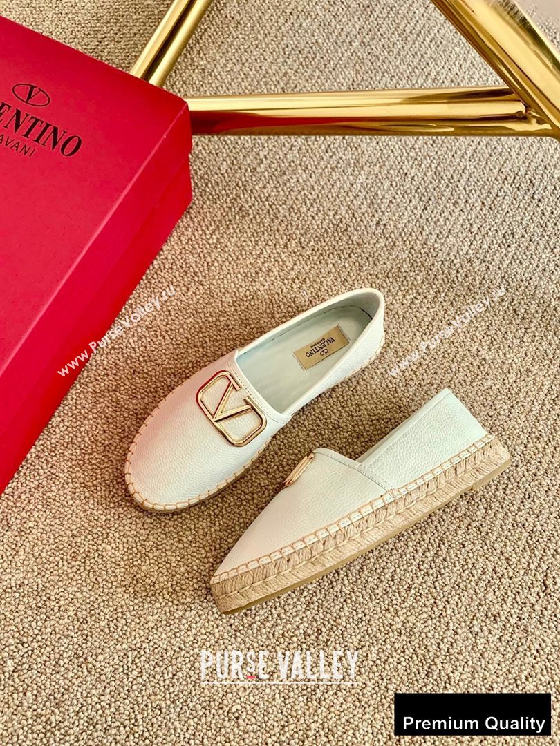 Valentino Leather VLogo Espadrilles White 2020 (lirenfang-20090209)