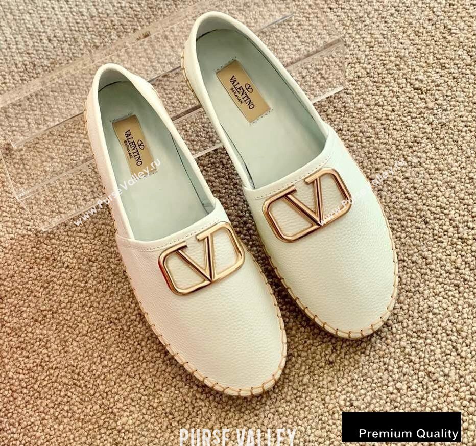 Valentino Leather VLogo Espadrilles White 2020 (lirenfang-20090209)