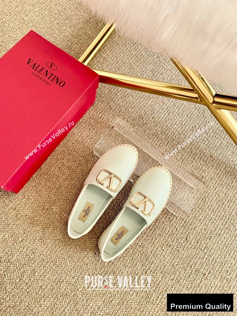 Valentino Leather VLogo Espadrilles White 2020 (lirenfang-20090209)
