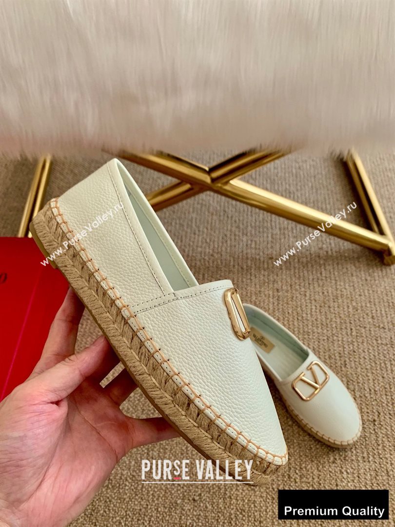 Valentino Leather VLogo Espadrilles White 2020 (lirenfang-20090209)