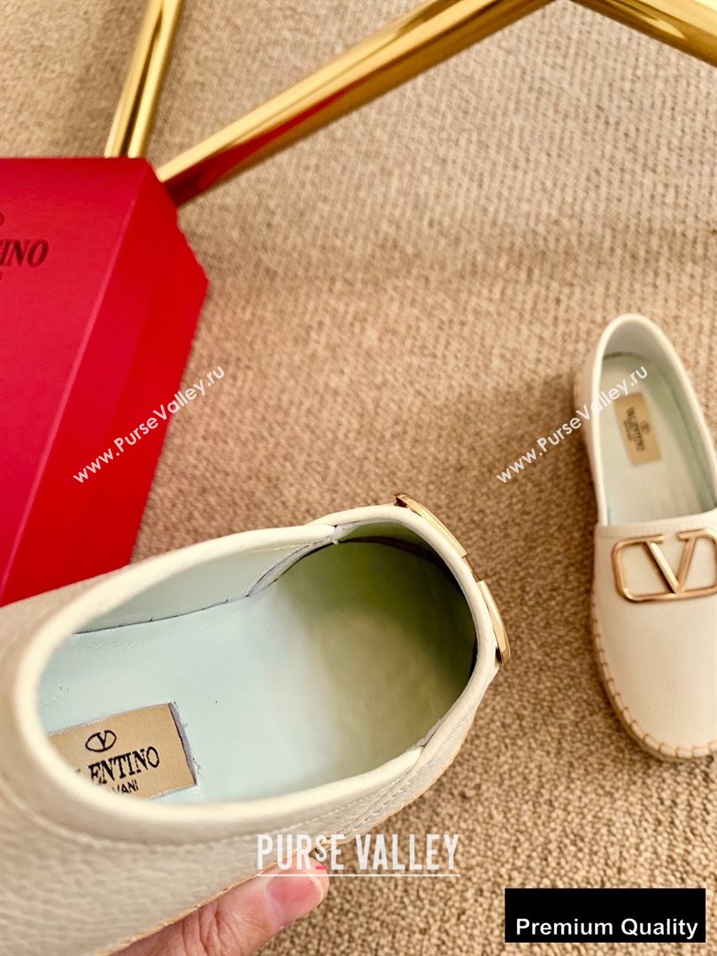 Valentino Leather VLogo Espadrilles White 2020 (lirenfang-20090209)