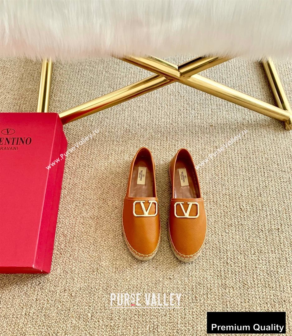 Valentino Leather VLogo Espadrilles Brown 2020 (lirenfang-20090210)