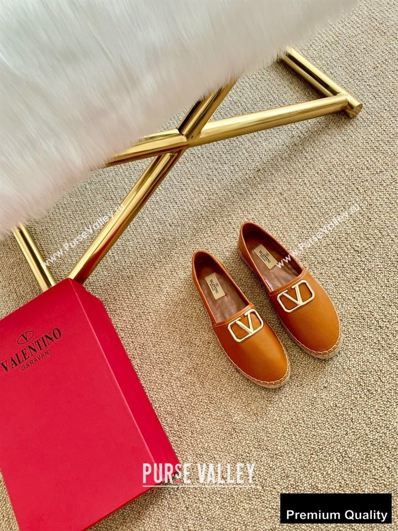 Valentino Leather VLogo Espadrilles Brown 2020 (lirenfang-20090210)