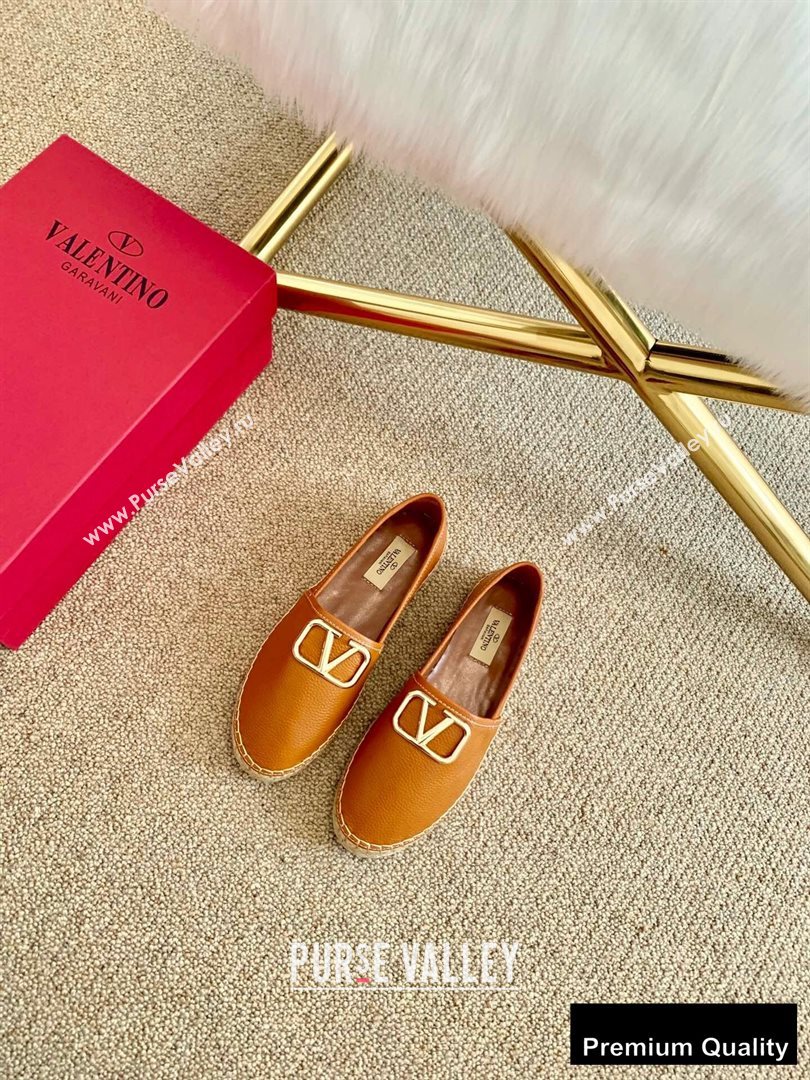Valentino Leather VLogo Espadrilles Brown 2020 (lirenfang-20090210)