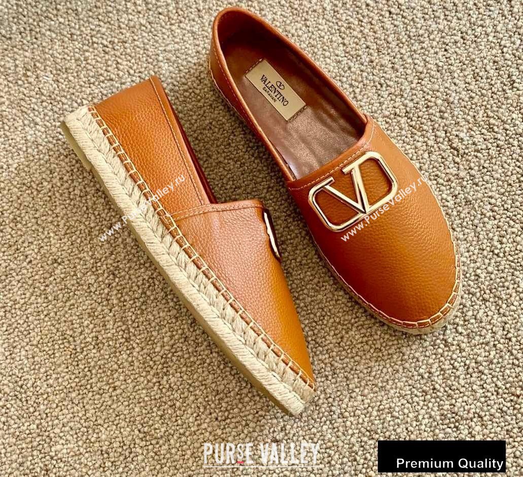 Valentino Leather VLogo Espadrilles Brown 2020 (lirenfang-20090210)