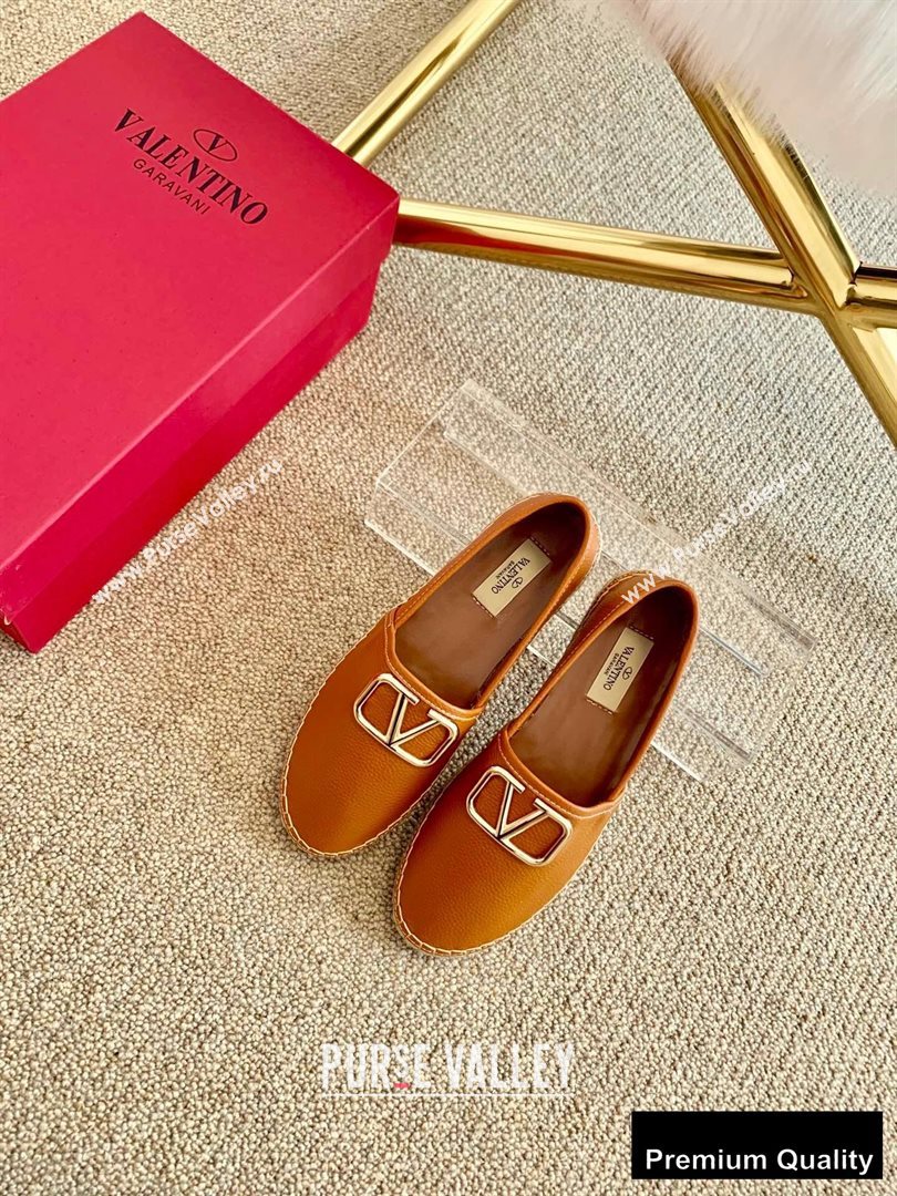 Valentino Leather VLogo Espadrilles Brown 2020 (lirenfang-20090210)