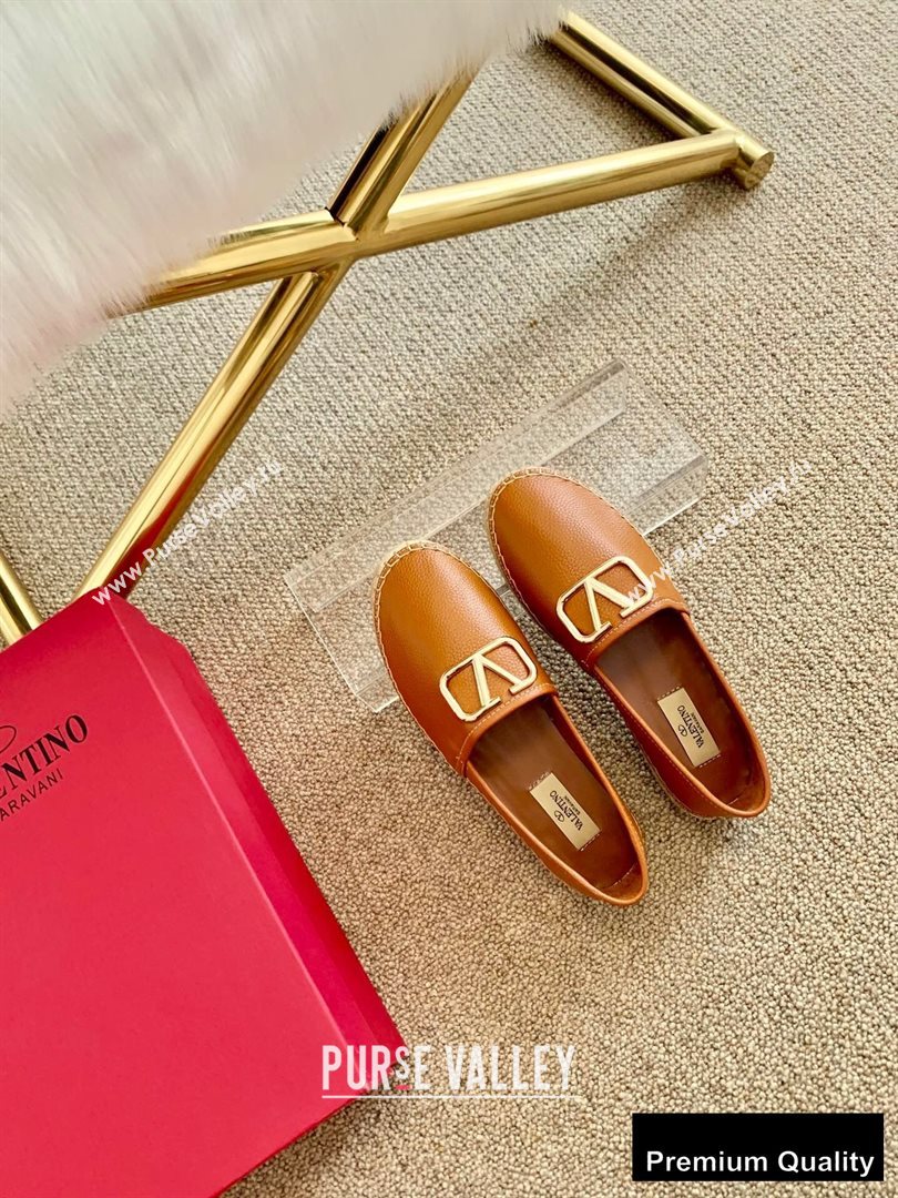 Valentino Leather VLogo Espadrilles Brown 2020 (lirenfang-20090210)
