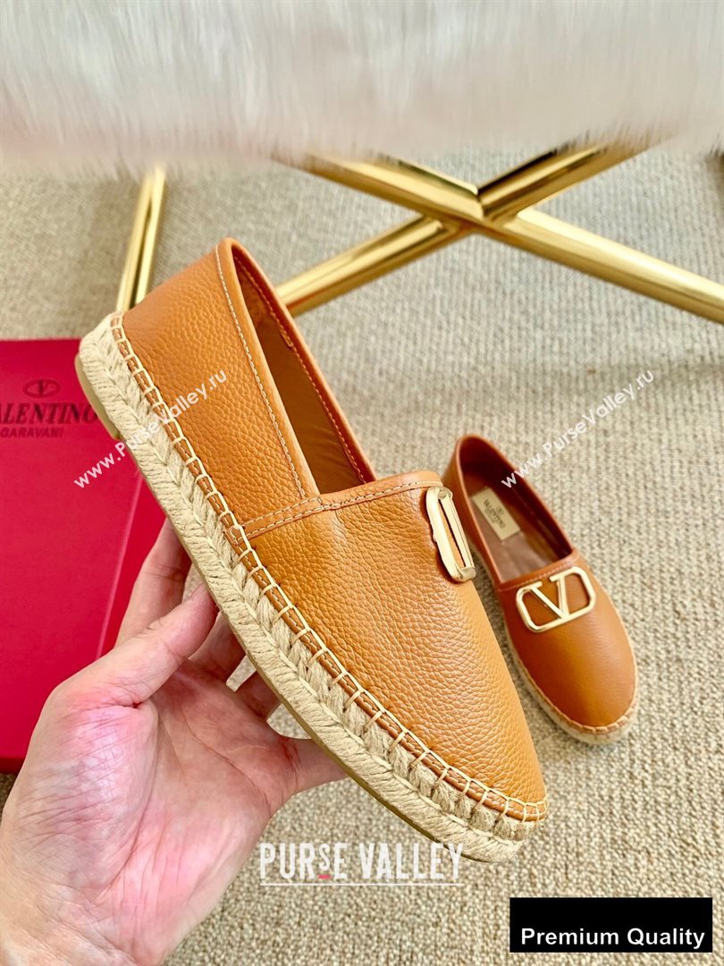 Valentino Leather VLogo Espadrilles Brown 2020 (lirenfang-20090210)