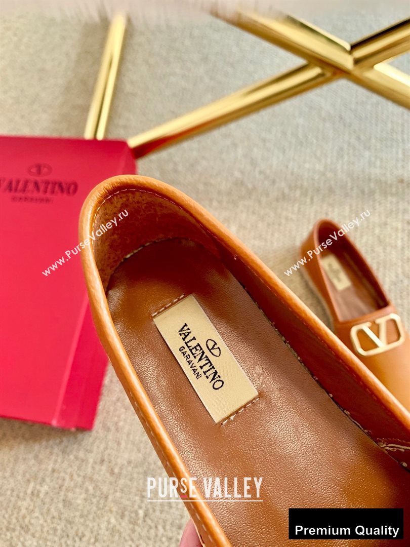 Valentino Leather VLogo Espadrilles Brown 2020 (lirenfang-20090210)