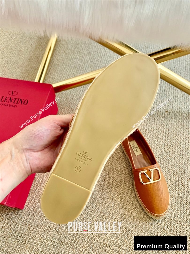 Valentino Leather VLogo Espadrilles Brown 2020 (lirenfang-20090210)