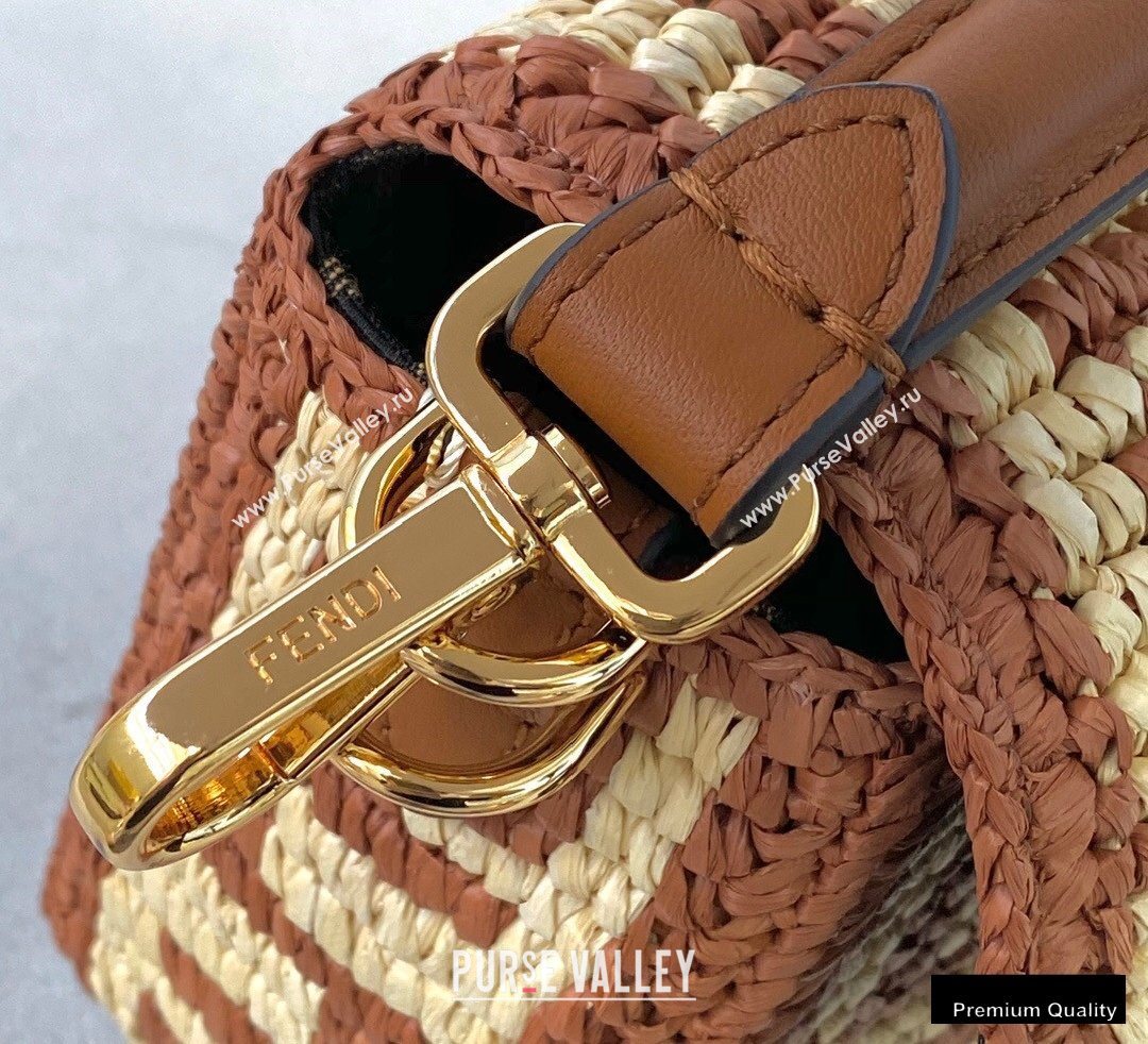 Fendi Raffia FF Medium Baguette Bag Brown 2020 (chaoliu-20083112)