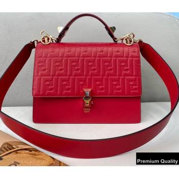 Fendi Leather Kan I Medium Bag FF Embossed Red (chaoliu-20090115)