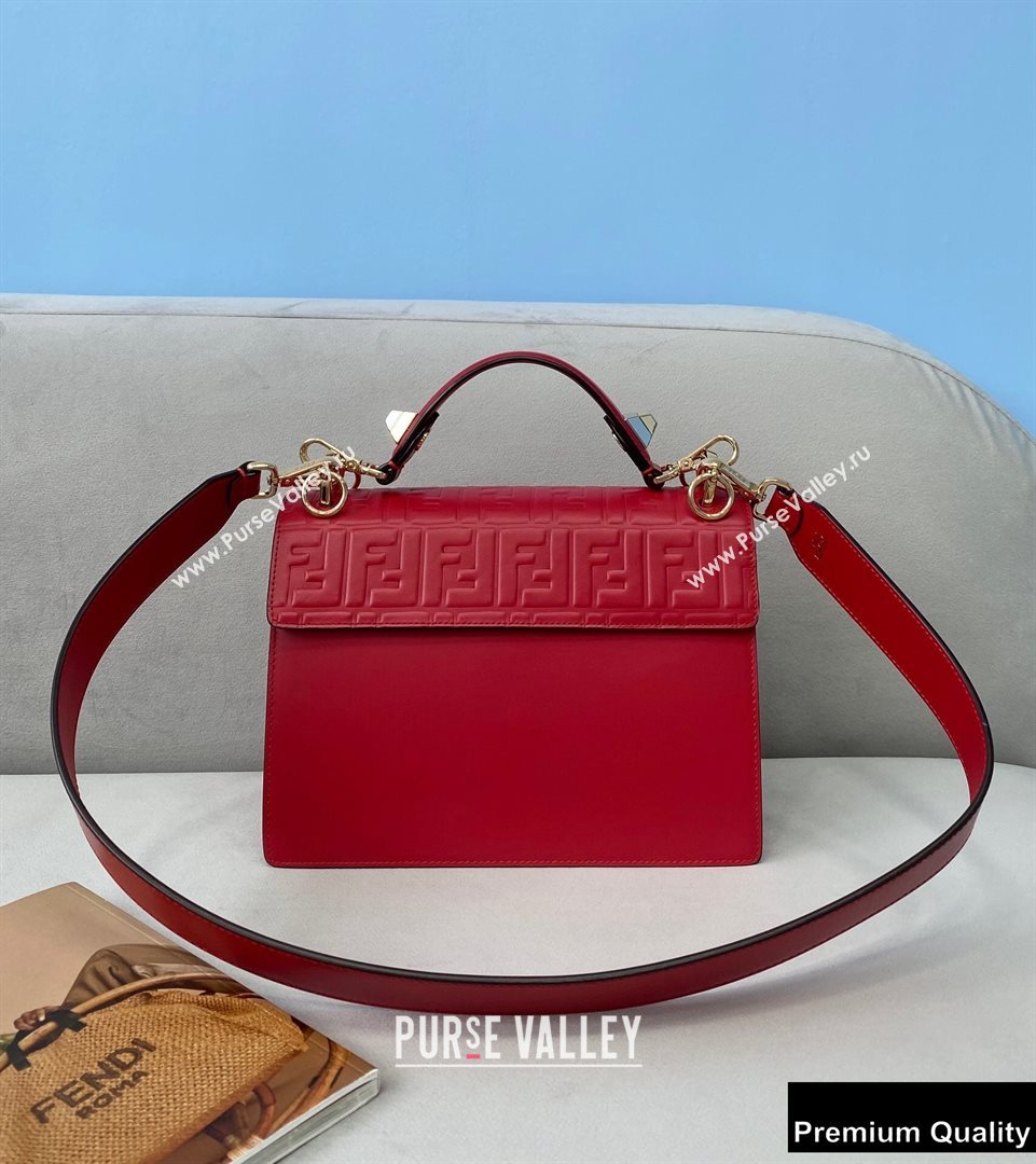 Fendi Leather Kan I Medium Bag FF Embossed Red (chaoliu-20090115)