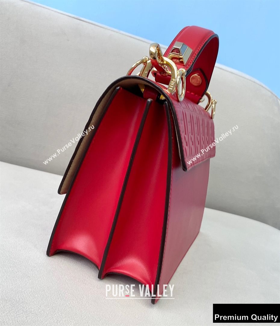 Fendi Leather Kan I Medium Bag FF Embossed Red (chaoliu-20090115)