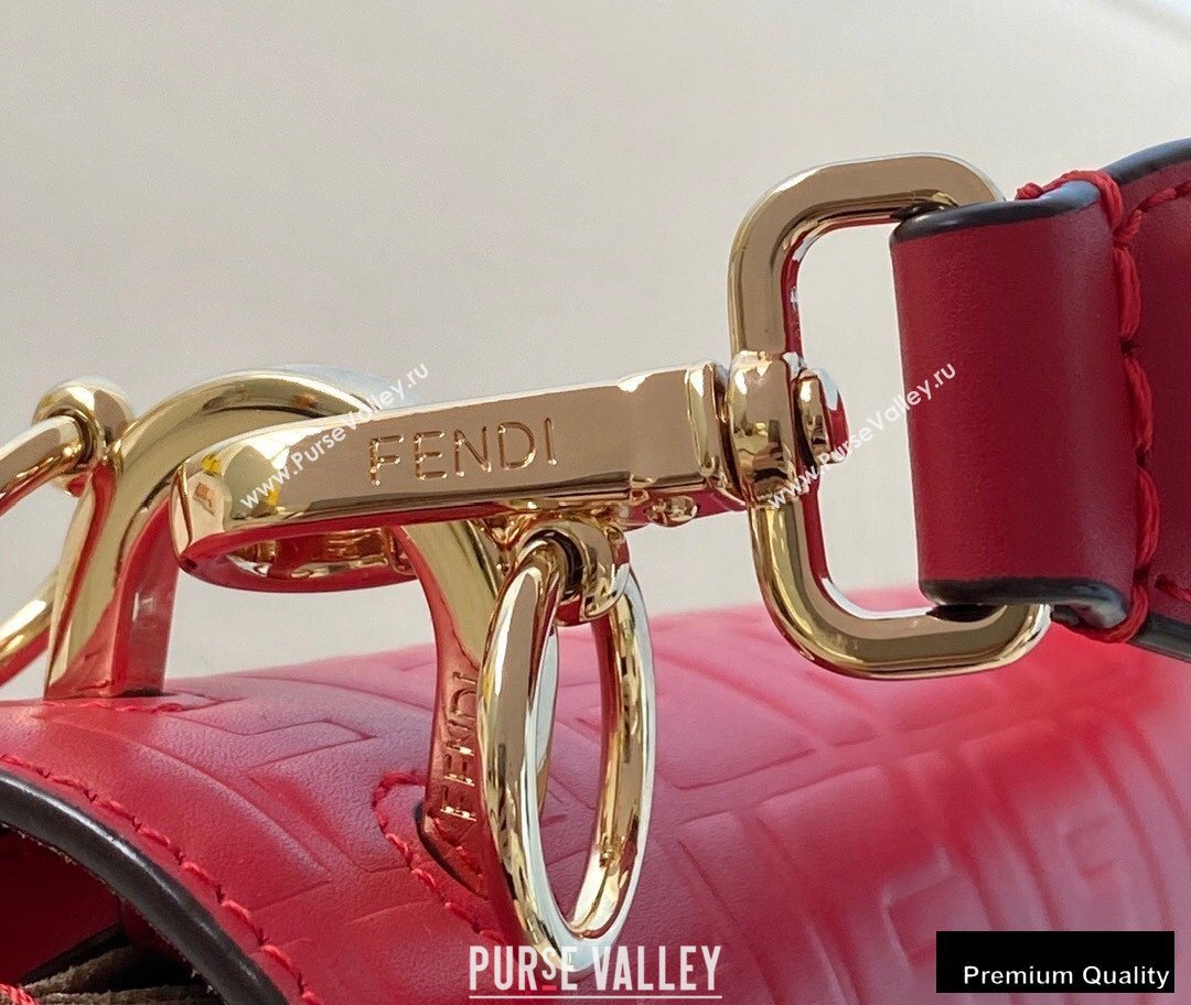 Fendi Leather Kan I Medium Bag FF Embossed Red (chaoliu-20090115)