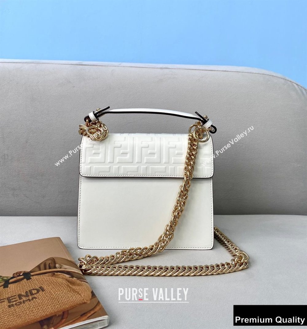 Fendi Leather Kan I Mini Bag FF Embossed White (chaoliu-20090117)