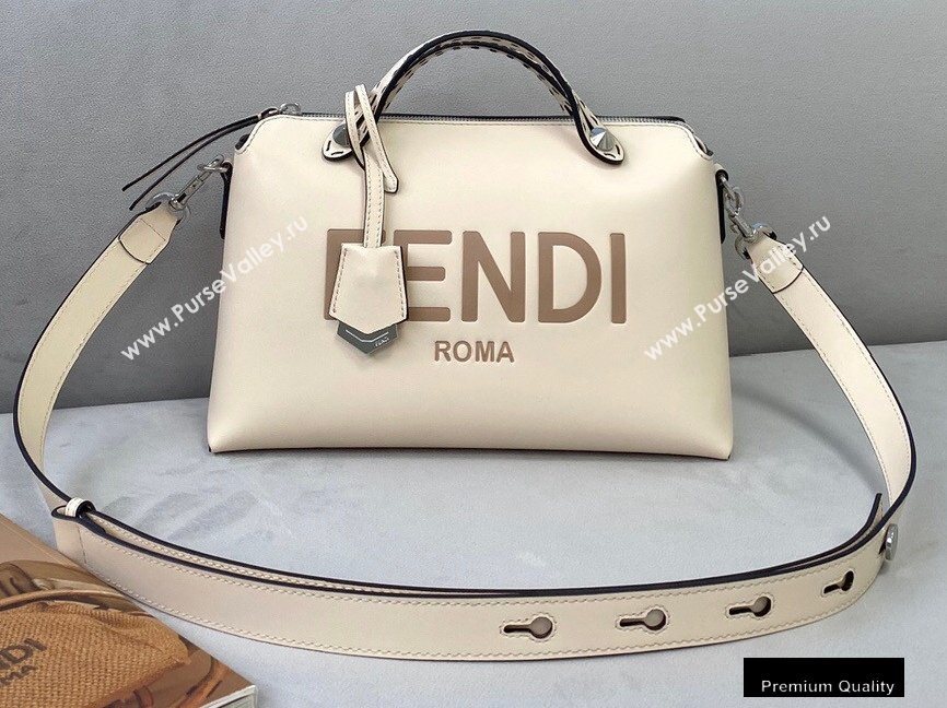 Fendi Heat-stamped FENDI ROMA By The Way Medium Boston Bag White 2020 (chaoliu-20083119)
