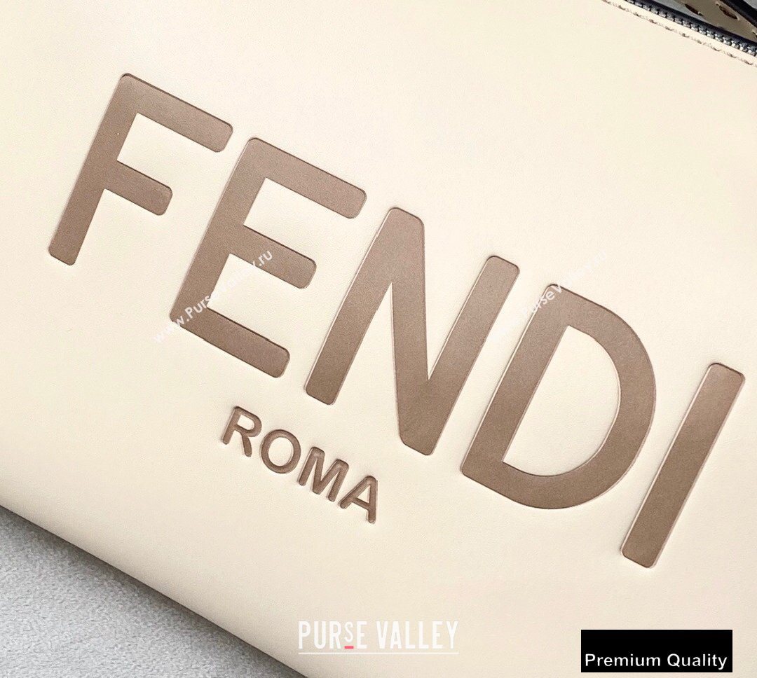 Fendi Heat-stamped FENDI ROMA By The Way Medium Boston Bag White 2020 (chaoliu-20083119)