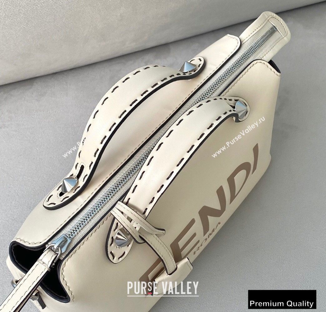Fendi Heat-stamped FENDI ROMA By The Way Medium Boston Bag White 2020 (chaoliu-20083119)
