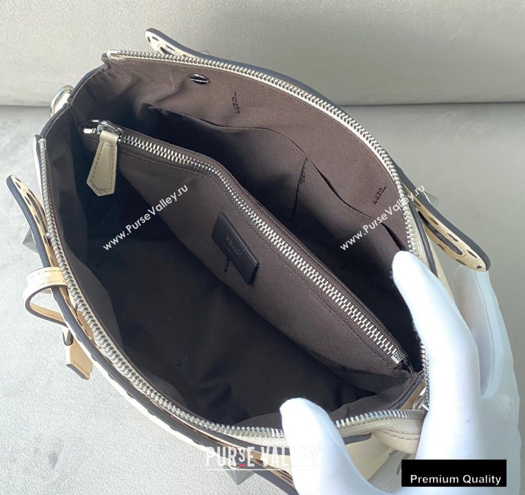 Fendi Heat-stamped FENDI ROMA By The Way Medium Boston Bag White 2020 (chaoliu-20083119)