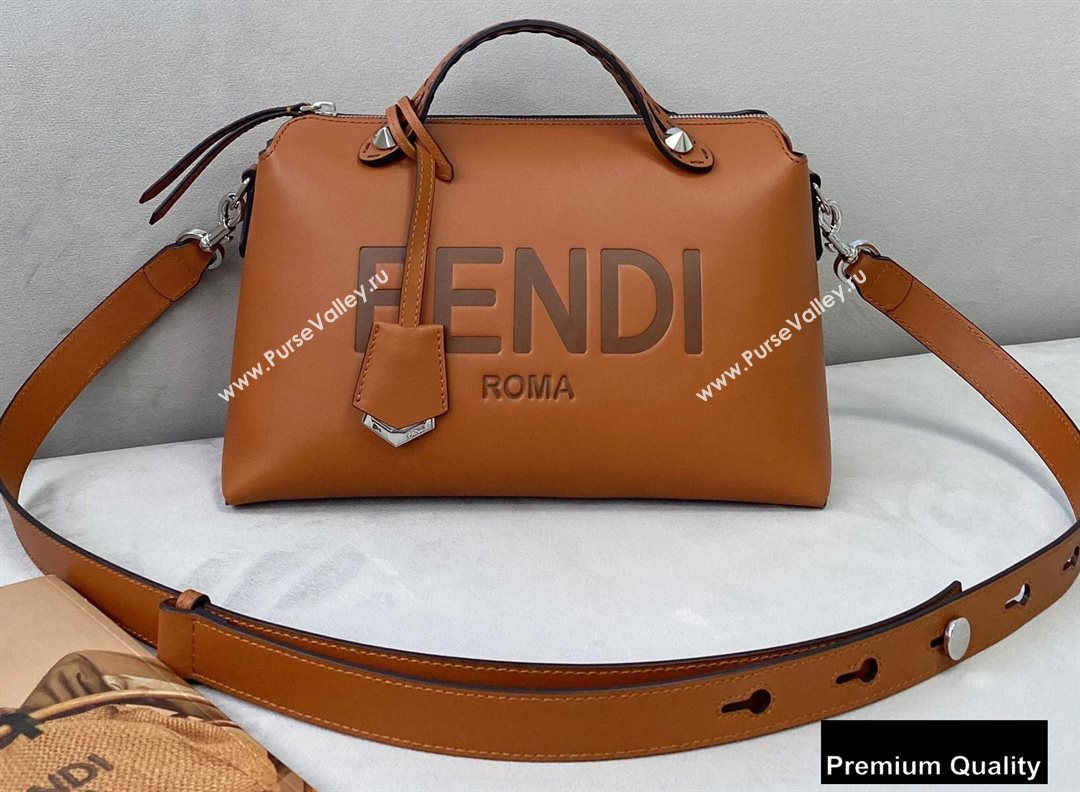 Fendi Heat-stamped FENDI ROMA By The Way Medium Boston Bag Brown 2020 (chaoliu-20083118)
