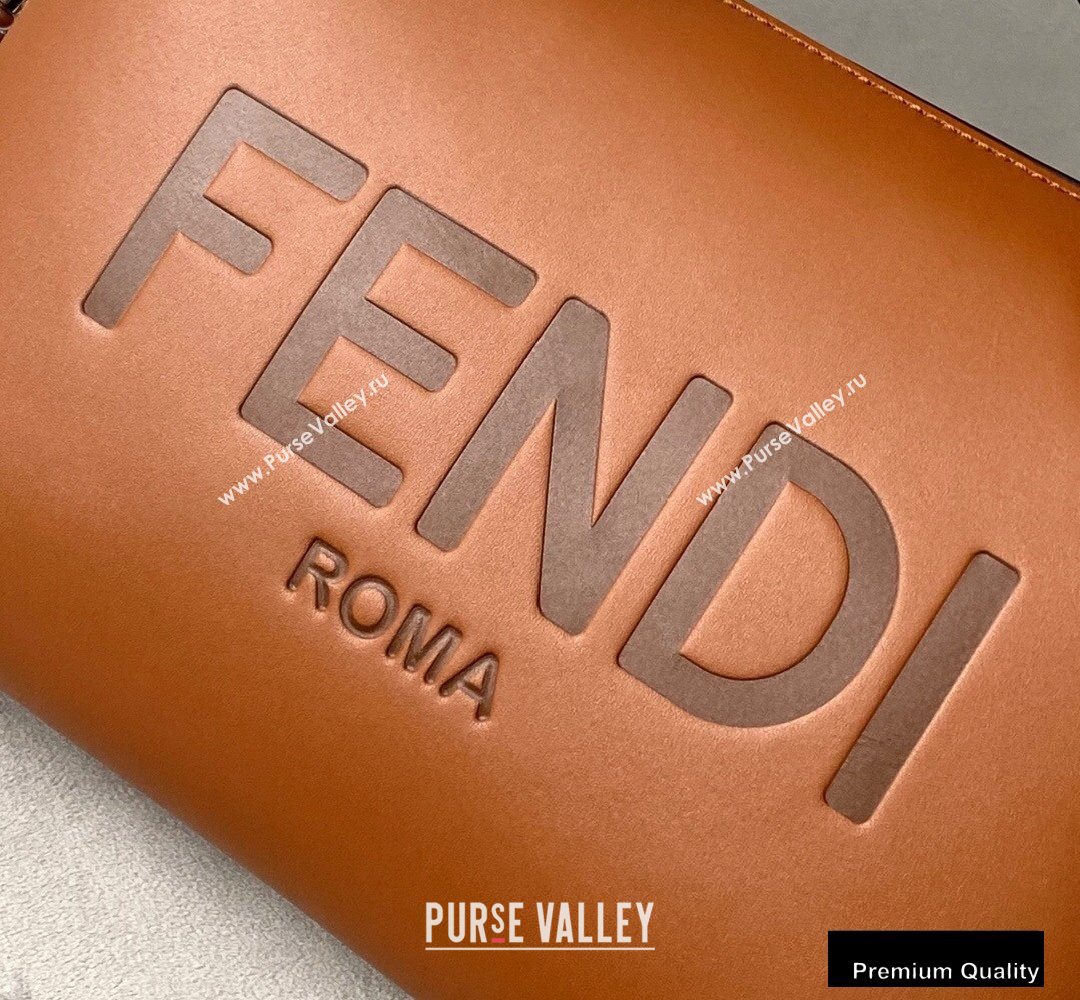 Fendi Heat-stamped FENDI ROMA By The Way Medium Boston Bag Brown 2020 (chaoliu-20083118)