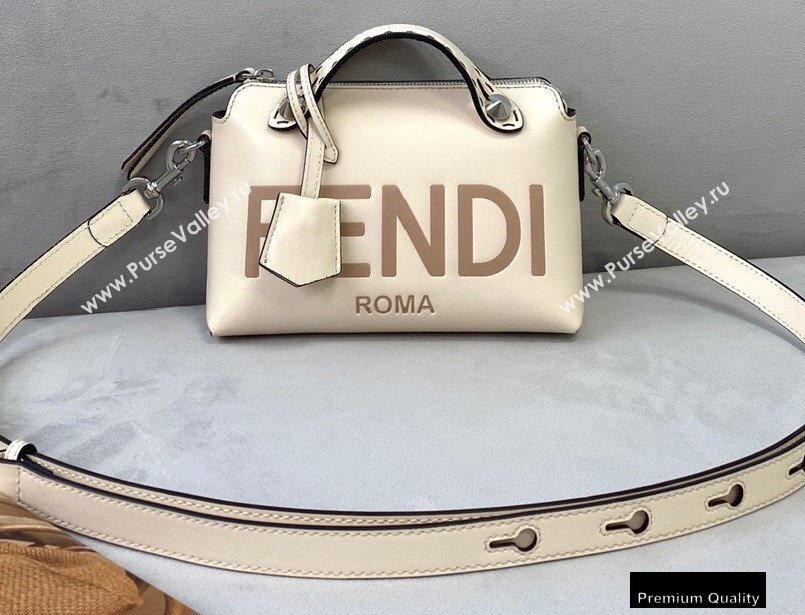 Fendi Heat-stamped FENDI ROMA By The Way Mini Boston Bag White 2020 (chaoliu-20083121)