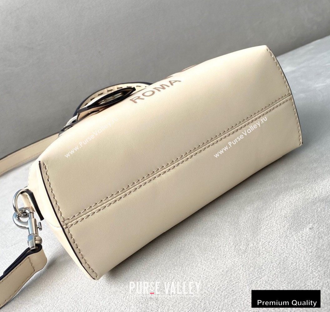 Fendi Heat-stamped FENDI ROMA By The Way Mini Boston Bag White 2020 (chaoliu-20083121)