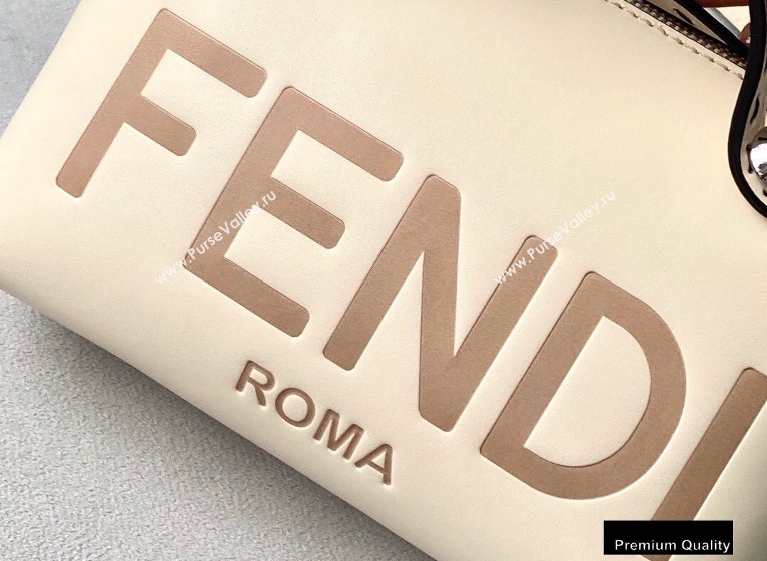 Fendi Heat-stamped FENDI ROMA By The Way Mini Boston Bag White 2020 (chaoliu-20083121)