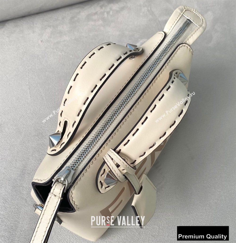 Fendi Heat-stamped FENDI ROMA By The Way Mini Boston Bag White 2020 (chaoliu-20083121)