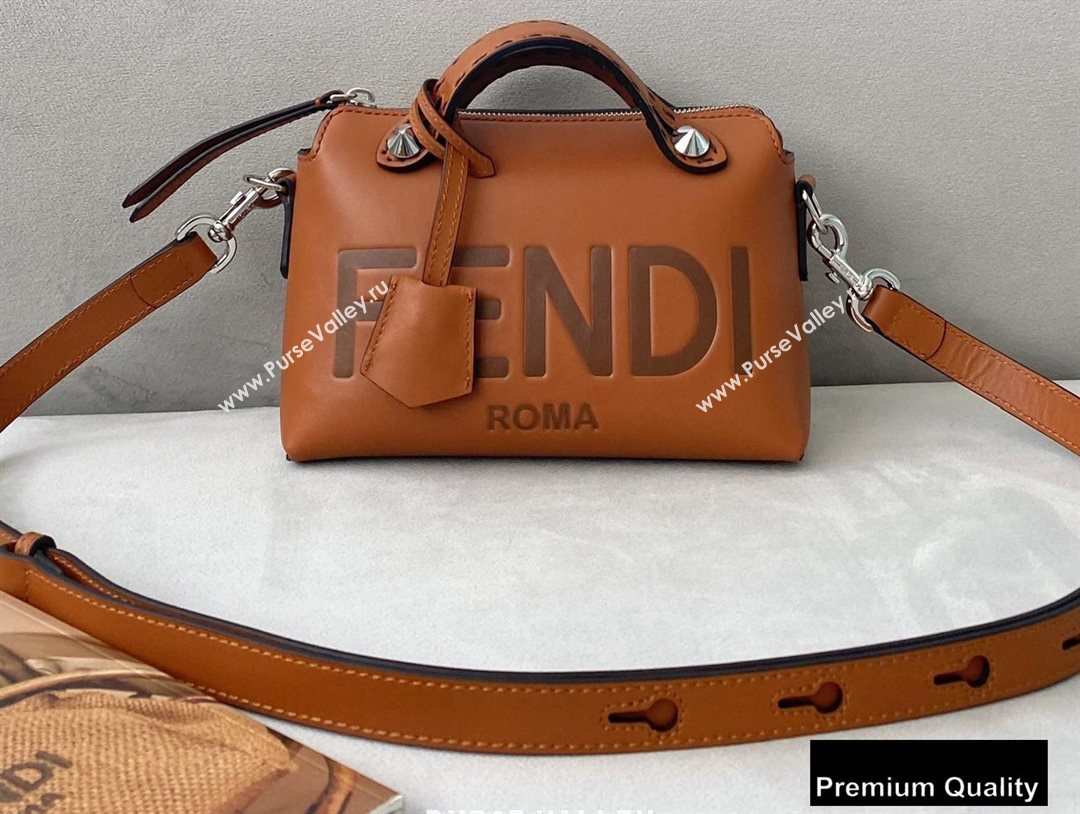 Fendi Heat-stamped FENDI ROMA By The Way Mini Boston Bag Brown 2020 (chaoliu-20083120)