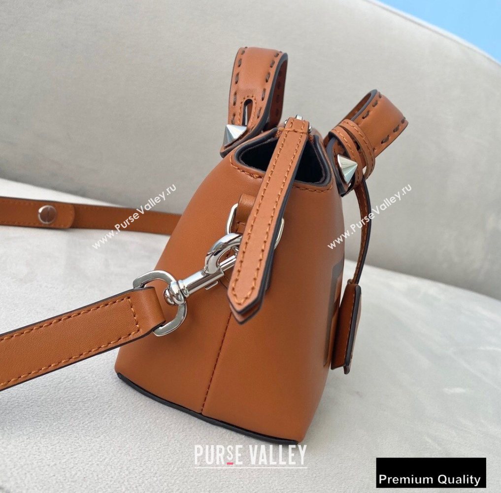 Fendi Heat-stamped FENDI ROMA By The Way Mini Boston Bag Brown 2020 (chaoliu-20083120)