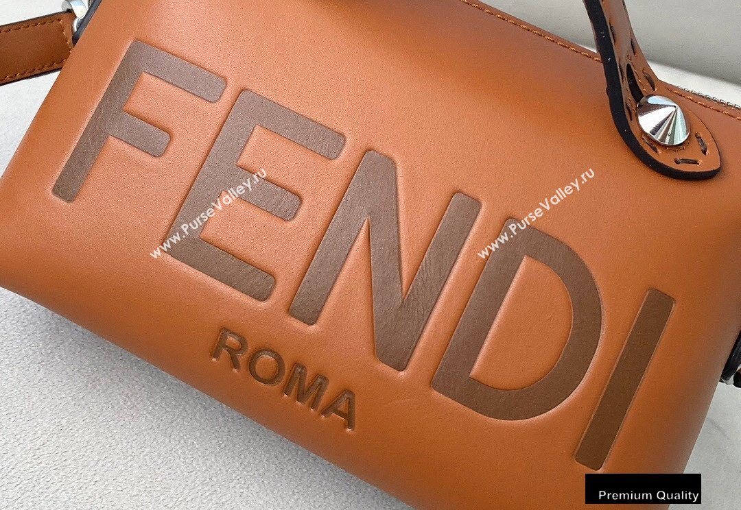Fendi Heat-stamped FENDI ROMA By The Way Mini Boston Bag Brown 2020 (chaoliu-20083120)
