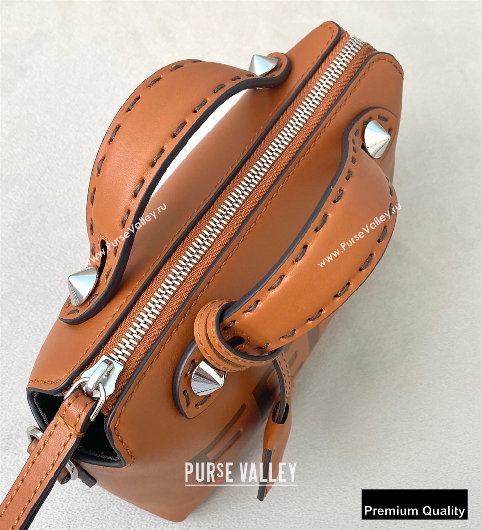 Fendi Heat-stamped FENDI ROMA By The Way Mini Boston Bag Brown 2020 (chaoliu-20083120)