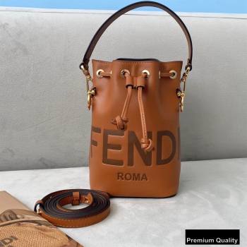 Fendi Heat-stamped FENDI ROMA Mon Tresor Mini Bucket Bag Brown 2020 (chaoliu-20083122)