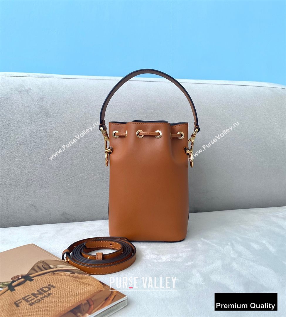 Fendi Heat-stamped FENDI ROMA Mon Tresor Mini Bucket Bag Brown 2020 (chaoliu-20083122)