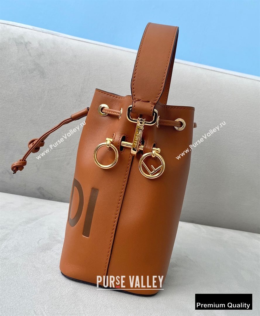 Fendi Heat-stamped FENDI ROMA Mon Tresor Mini Bucket Bag Brown 2020 (chaoliu-20083122)