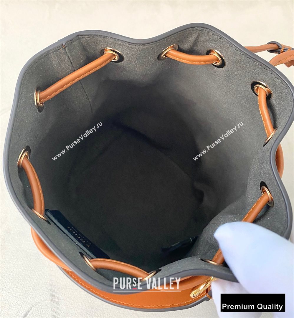 Fendi Heat-stamped FENDI ROMA Mon Tresor Mini Bucket Bag Brown 2020 (chaoliu-20083122)