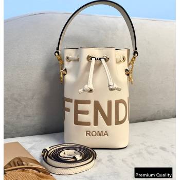 Fendi Heat-stamped FENDI ROMA Mon Tresor Mini Bucket Bag White 2020 (chaoliu-20083123)