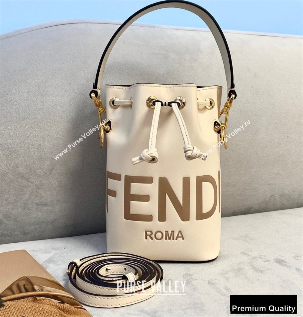 Fendi Heat-stamped FENDI ROMA Mon Tresor Mini Bucket Bag White 2020 (chaoliu-20083123)