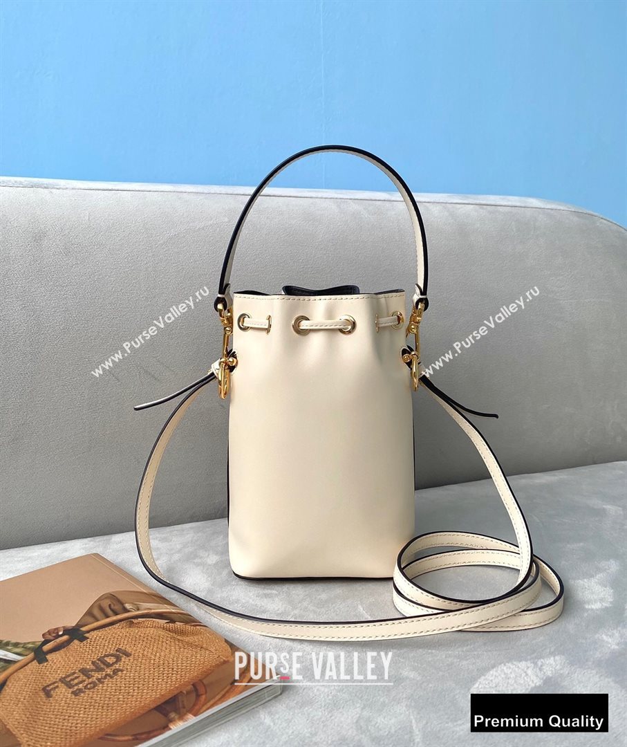 Fendi Heat-stamped FENDI ROMA Mon Tresor Mini Bucket Bag White 2020 (chaoliu-20083123)