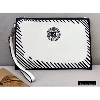 Fendi White Leather FF Print Pouch Clutch Bag 2020 (chaoliu-20083133)